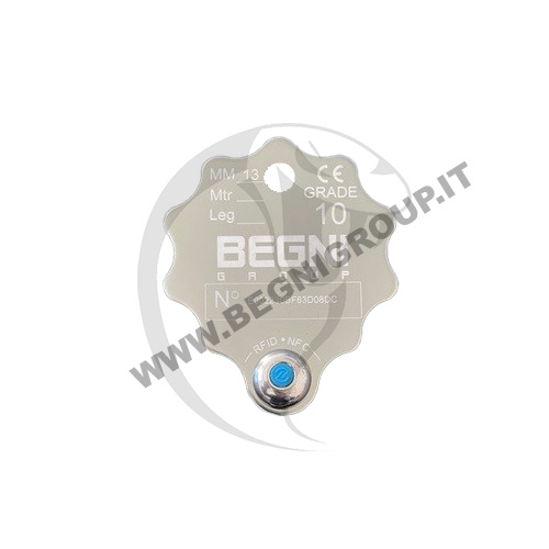 Supra ChainTag G80 Microchip digitale RFID con tag in acciaio specifico per brache in catena in acciaio grado 80.