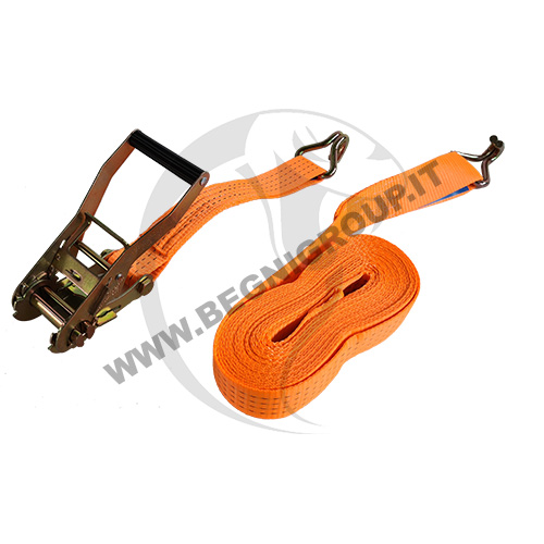 Sistemi di ancoraggio (cricchetti / fasce di ancoraggio) con tenditore e ganci.